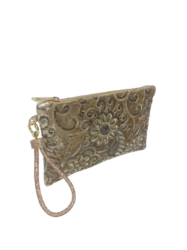 Clutch fiesta dorado floral Rosalia lateral