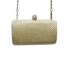 Clutch de fiesta dorado rectangular cadena