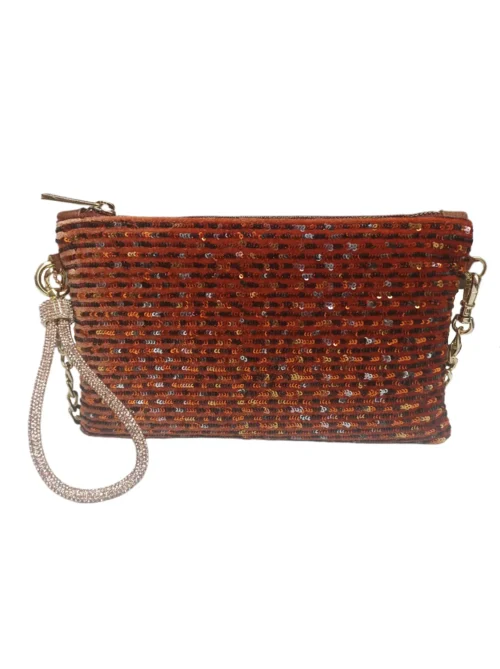 Clutch de fiesta lentejuelas color cobre