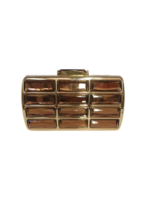 Clutch metalizado dorado con cristales