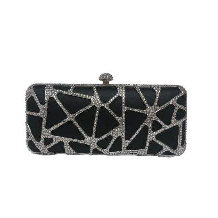 Clutch negro pedreria brillantes